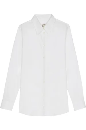 Inès de la Fressange Bluser & Skjorter, Dame, Hvid, L, Bomuld, Marineblå Bomuld Slim Fit Skjorte