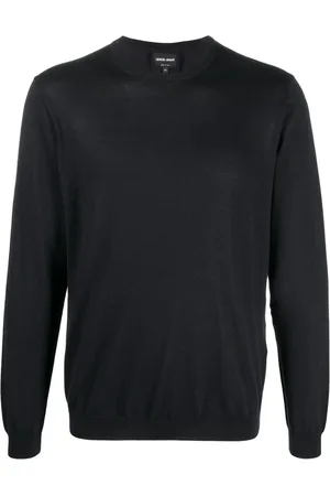 Giorgio Armani Strik, Herre, Blå, 4XL, Bomuld, Elegant Blå Herre Sweatshirt