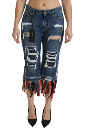 Dolce & Gabbana Jeans, Dame, Blå, M, Bomuld, Elegant Cropped Jeans med lav talje