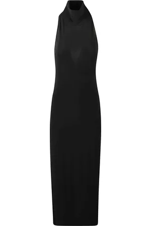 Norma Kamali Kjole, Dame, Sort, S, Turtle Neck Side Slit Kjole