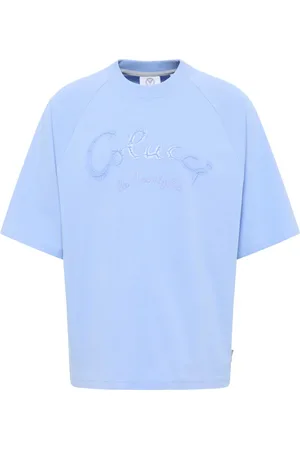 Carlo Colucci Top, Herre, Blå, M, Bomuld, Premium 3D Logo Oversize T-Shirt