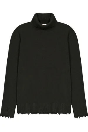 LANEUS Strik, Herre, Grøn, 2XL, Uld, Turtleneck Sweater With Wool Breakages