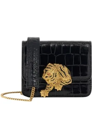 Roberto Cavalli Taske, Dame, Sort, ONE SIZE, Uld, Tiger Bejeweled Mini Skuldertaske