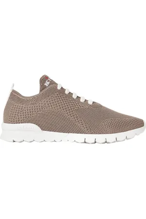 Kiton Sko, Dame, Brun, 36 EU, Grå Strik Sneakers med Hvid Sål