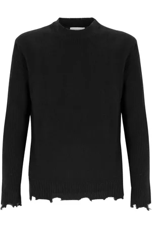 LANEUS Strik, Herre, Sort, XL, Uld, Rund Hals Sweater Med Pauser I Uld