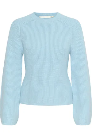 INWEAR Strik, Dame, Blå, S, Uld, Blå Striktrøje med Mønster