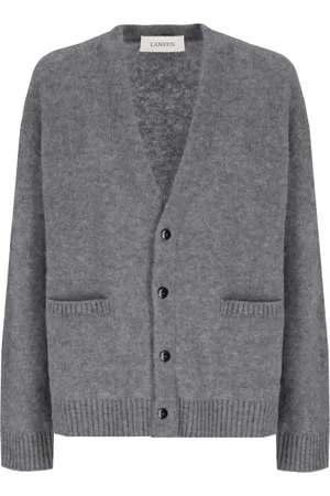 LANEUS Strik, Herre, Grå, XL, Uld, Cardigan I Baby Alpaca
