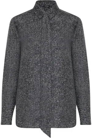Kiton Bluser & Skjorter, Dame, Grå, L, Lamé Effekt Silkeskjorte