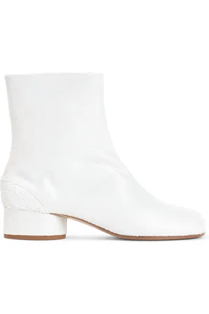 Maison Margiela Sko, Dame, Hvid, 39 EU, Læder, Hvide Pearly Tabi Ankelstøvler