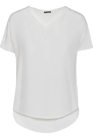 Kiton Top, Dame, Hvid, 2XS, Silke V-hals T-shirt
