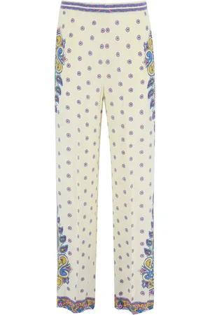 Etro Bukser, Dame, Flerfarvet, XS, Silke Palazzo Bukser med Paisley Print