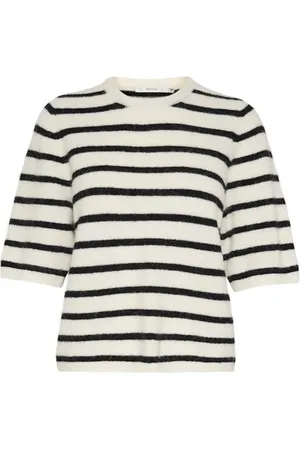 Gestuz Strik, Dame, Hvid, XS, Uld, Stribet Alphagz Sweater