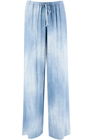 ERMANNO SCERVINO Bukser, Dame, Blå, XS, Vintage Jeans Print Viscose Bukser