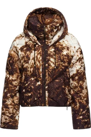 Roberto Cavalli Jakke, Dame, Brun, L, Uld, Appaloosa Print Puffer Jakke