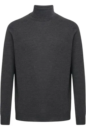 Kiton Strik, Herre, Grå, XL, Cashmere, Mørkegrå Cashmere Polo Neck Pullover