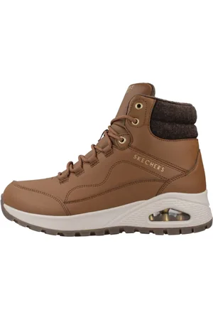 Skechers Sko, Dame, Brun, 38 EU, Læder, Robuste Snørestøvler