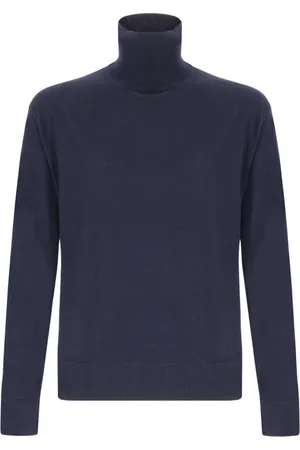 LANEUS Strik, Herre, Blå, S, Uld, Turtleneck Sweater I Uld Cashmere Blanding