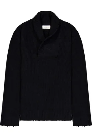 LANEUS Strik, Herre, Sort, M, Uld, Sjal Krave Sweater