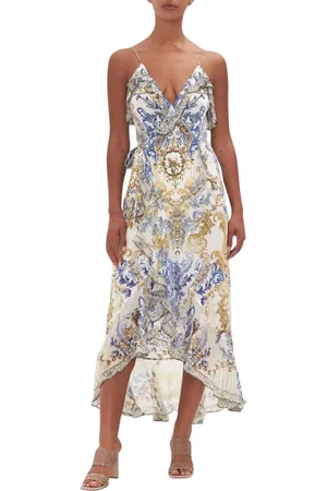 Camilla Kjole, Dame, Flerfarvet, S, Barok Swirls Wrap Kjole