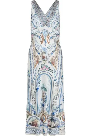 Camilla Kjole, Dame, Flerfarvet, S, Elegant Silke Slip Kjole