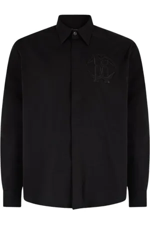Roberto Cavalli Skjorte, Herre, Sort, 2XL, Bomuld, Monogram Print Logo Skjorte Klassisk Krave
