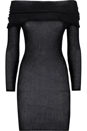 LANEUS Kjole, Dame, Sort, XS, Mini Kjole Scollo A Barchetta I Luerex