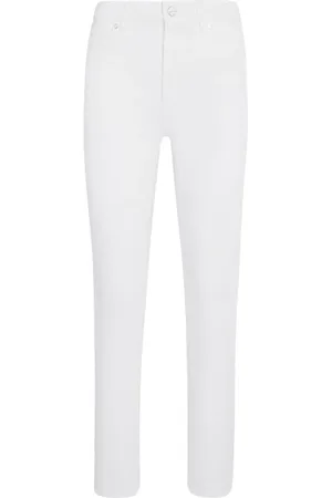 Kiton Jeans, Dame, Hvid, 2XS, Bomuld, Højtaljede Slim-Fit Bomuldsbukser