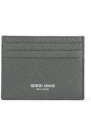 Giorgio Armani Tilbehør, Herre, Grøn, ONE SIZE, Læder, Grøn Læder Kreditkortholder
