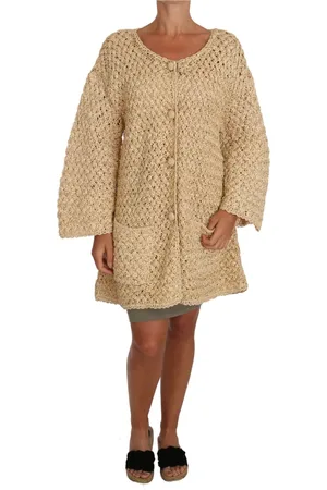 Dolce & Gabbana Strik, Dame, , S, Uld, Chic Hæklet Raffia Cardigan