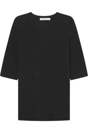 Mark Kenly Domino Tan Top, Dame, Sort, M, Uld, Kashmir Sort Bluse med Ribkanter