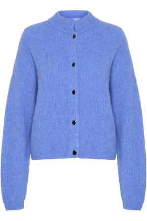 Gestuz Strik, Dame, Blå, L, Uld, Kort Cardigan - Wedgewood Melange