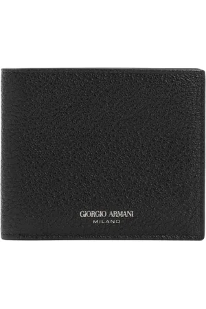Giorgio Armani Tilbehør, Herre, Sort, ONE SIZE, Læder, Sort Læder Bi-fold Pung