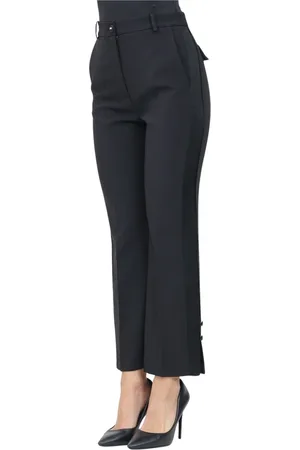 Elisabetta Franchi Bukser, Dame, Sort, XL, Satin, Sorte Smokingbukser med Satinbånd