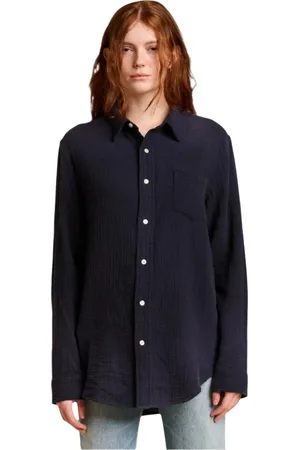 Denimist Bluser & Skjorter, Dame, Blå, S, Bomuld, Navy Gauze Boyfriend Shirt
