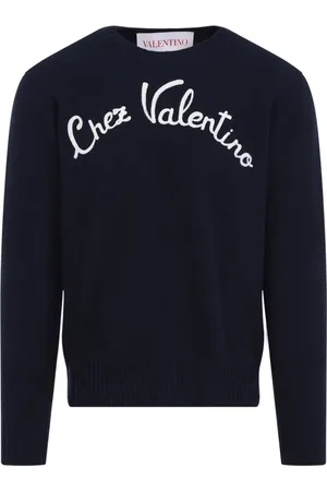 VALENTINO Strik, Herre, Blå, XL, Uld, Blå Sweater til Mænd