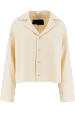 Fabiana Filippi Jakke, Dame, Hvid, S, Uld, Blød Uld Cropped Jakke med Revers