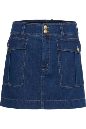 Part Two Nederdel, Dame, Blå, XS, Denim, Denim Nederdel Mørk Vintage Stil