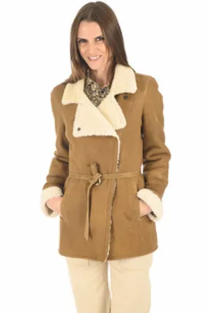 La Canadienne Jakke, Dame, Brun, L, Uld, Merinillo Camel Shearling Jakke