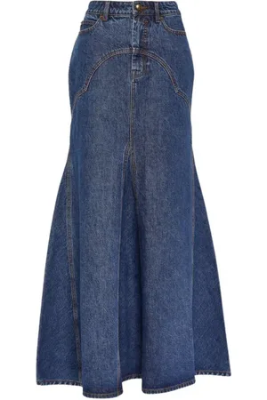 ZIMMERMANN Nederdel, Dame, Blå, XS, Denim, Fishtail Denim Maxi Nederdel