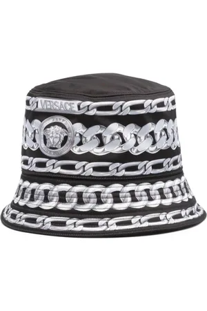 VERSACE Tilbehør, Herre, Sort, 58 CM, Bomuld, Sort Bomuld Flad Skygge Hat