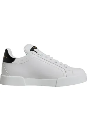 Dolce & Gabbana Sko, Dame, Hvid, 35 1/2 EU, Læder, Hvide Sorte Læder Sneakers