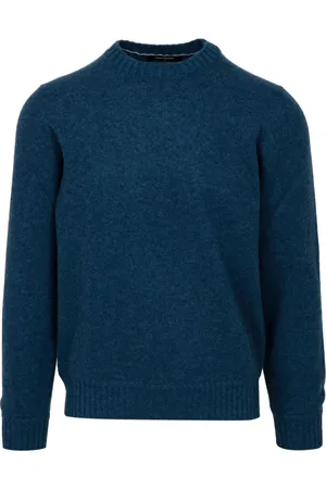 Gran Sasso Strik, Herre, Blå, L, Cashmere, Blå Cashmere Crew Neck Sweater