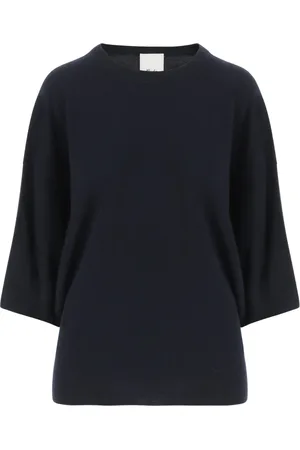 Allude Strik, Dame, Sort, XS, Uld, Sort Uld Cashmere Crew Neck Sweater