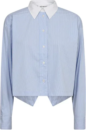Co`Couture Bluser & Skjorter, Dame, Blå, XL, Bomuld, GiaCC Crop Bluse