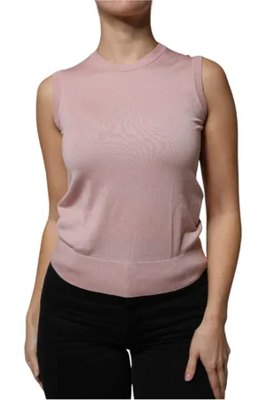 Dolce & Gabbana Strik, Dame, Lyserød, 2XS, Cashmere, Cashmere Silk Tank Top