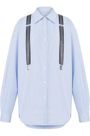 Moschino Bluser & Skjorter, Dame, Blå, S, Stribet knap-op skjorte