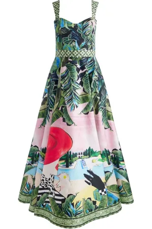 ALICE+OLIVIA Kjole, Dame, Flerfarvet, XS, Uld, Grafisk Print Balconette Stil Kjole