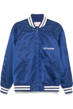 VALENTINO Jakke, Herre, Blå, XL, Blå Front Zip Frakke Lange Ærmer