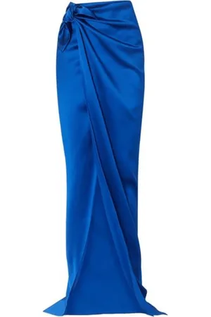 Balenciaga Nederdel, Dame, Blå, S, Satin, Elektrisk Blå Satin Wrap Nederdel