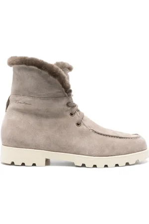 santoni Sko, Dame, , 39 EU, Uld, Hikingstøvler med shearling i taupegrå